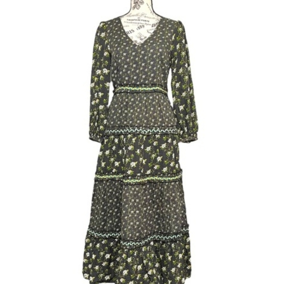 Anthropologie KAROLINE Floral Braided Maxi Dress - Picture 9 of 11